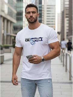 Pánske biele tričko s potlačou FashionStreet NX5017R