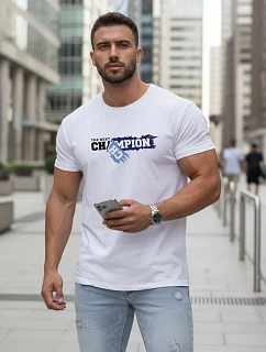 Pánske biele tričko s potlačou FashionStreet NX5017R