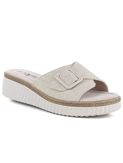 Dámske kožené žabky na platforme béžovej farby S.Barski 7002