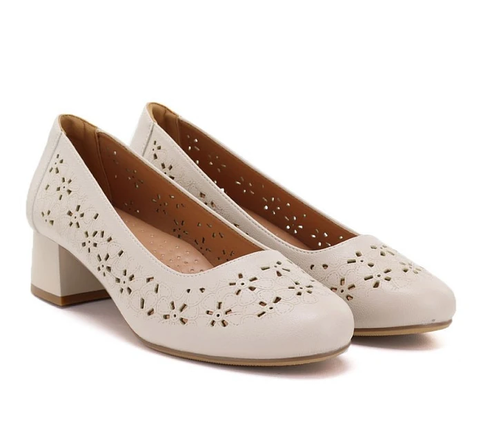 Dámske otvorené béžové lodičky Sergio Leone SK180