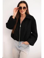 Dámska bunda so zipsom a puzdrovými rukávmi čierna