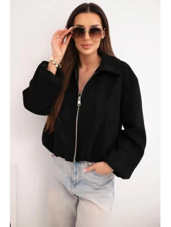 Dámska bunda so zipsom a puzdrovými rukávmi čierna