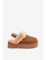 Kožené Semišové Pantofle Dámské Na Platformě S Kožíškem Camel model 21638811 - Boto Kožené Semišové Pantofle Dámské Na Platformě S Kožíškem Camel model 21638811 - Boto