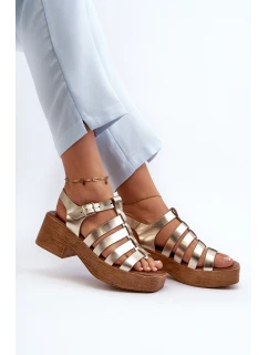 Zazoo 40410 Skórzane Sandały Damskie Złote