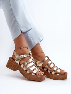 model 21659231 Dámské kožené sandály Zlaté - Zazoo
