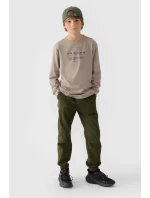 Chlapecké Kalhoty Jogger Casual Hladké Khaki model 21668677 - 4F