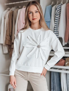 Dámska oversize blúzka s kvetom PETITKA ecru FashionStreet BY1387