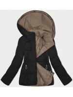 béžová oboustranná dámská krátká bunda s kapucí model 21442158 - J.STYLE