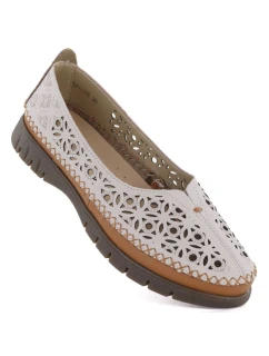 Dámske kožené ažurové poltopánky Sergio Leone v sivej farbe SP006