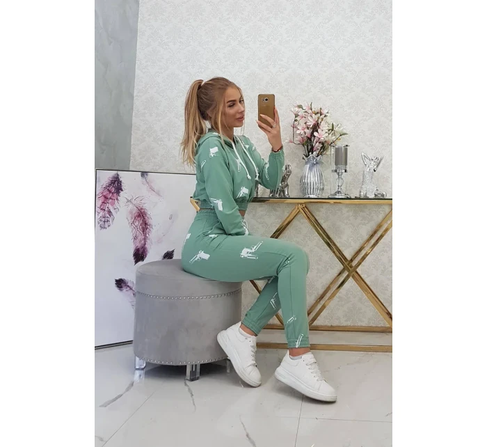 Sada s potlačou pištole tmavo mätová