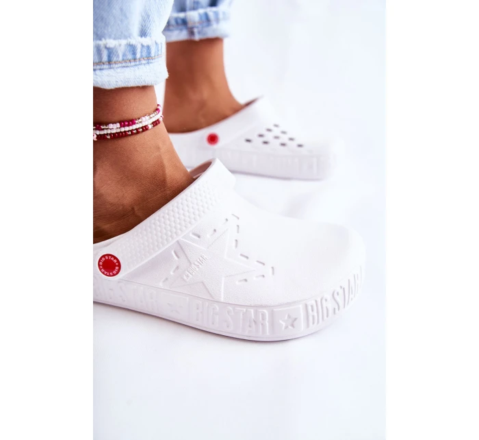 Damskie Lekkie Klapki Chodaki Big Star II275003 Białe