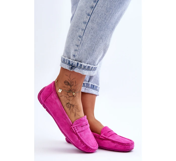 Damskie Zamszowe Mokasyny Różowe Lenvie