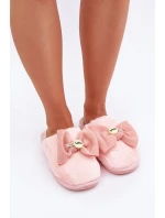 Kapcie Damskie Z Futerkiem I Kokardą Różowe Olfedi