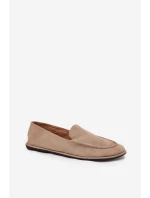 Mokasyny Damskie Z Eko Zamszu Płaskie Beżowe Miryelle