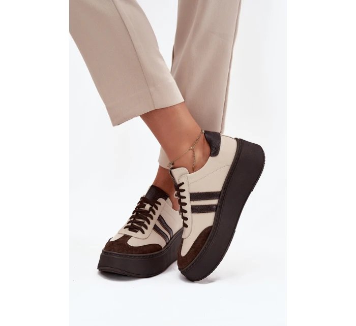 Kožené dámské tenisky na platformě model 21713104 - Zazoo