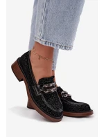 Semišové dámské mokasiny s ozdobou model 21713887 Černé - D&A