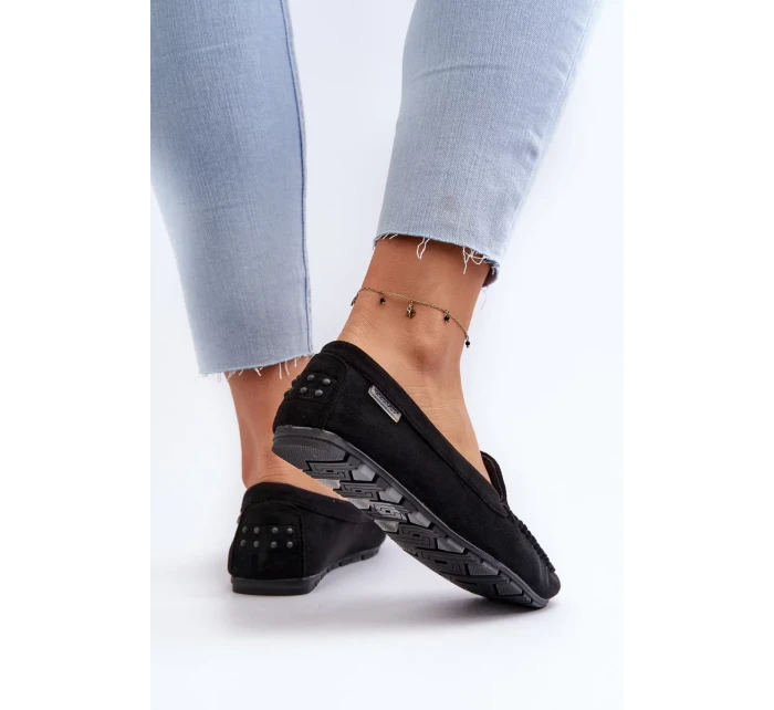 Dámske mokasíny z eko semišu Black Amrutia Dámske mokasíny z eko semišu Black Amrutia