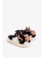 Detské chlpaté papuče s motívom kravy Black Tamorrin