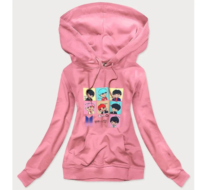 Ružová dámska športová mikina s potlačou (N7283)