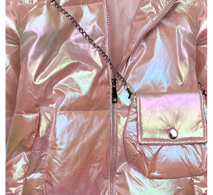 Růžová opalizující dámská bunda s taštičkou (AG3-07)