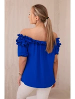 Španielska blúzka s malým volánom v chrpovo modrej farbe