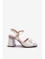 Eleganckie Sandały Na Słupku Z Ozdobą Białe D&A MR38-156
