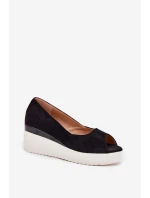 Dámské sandály na platformě z eko semiše černé model 21702468 - Boto