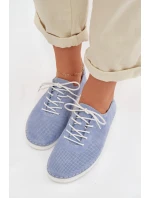 Dámské polobotky z přírodního semiše model 22013889 Modré - S.Barski