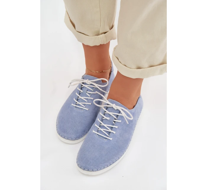 Dámské polobotky z přírodního semiše model 22013889 Modré - S.Barski