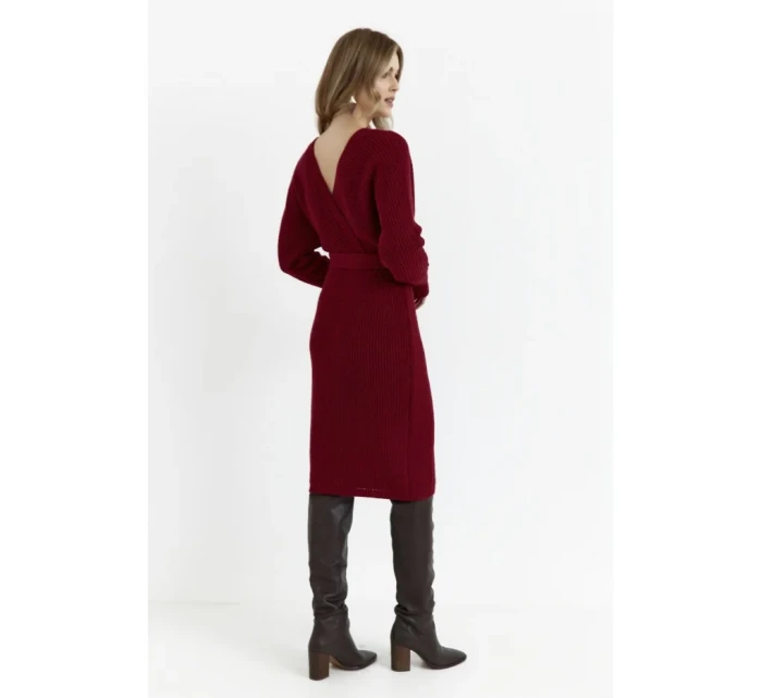 M810 Svetrové šaty s výstrihom do V - bordové M810 Svetrové šaty s výstrihom do V - bordové