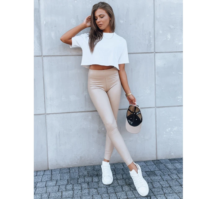 Dámské kožené kalhoty beige Dstreet model 21970797 - FashionStreet Dámské kožené kalhoty beige Dstreet model 21970797 - FashionStreet
