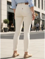 Jeansy damskie skinny z wysokim stanem ecru model 22016710 - FashionStreet