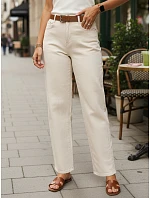 Dámske džínsy regular fit s opaskom FashionStreet beige UY3057
