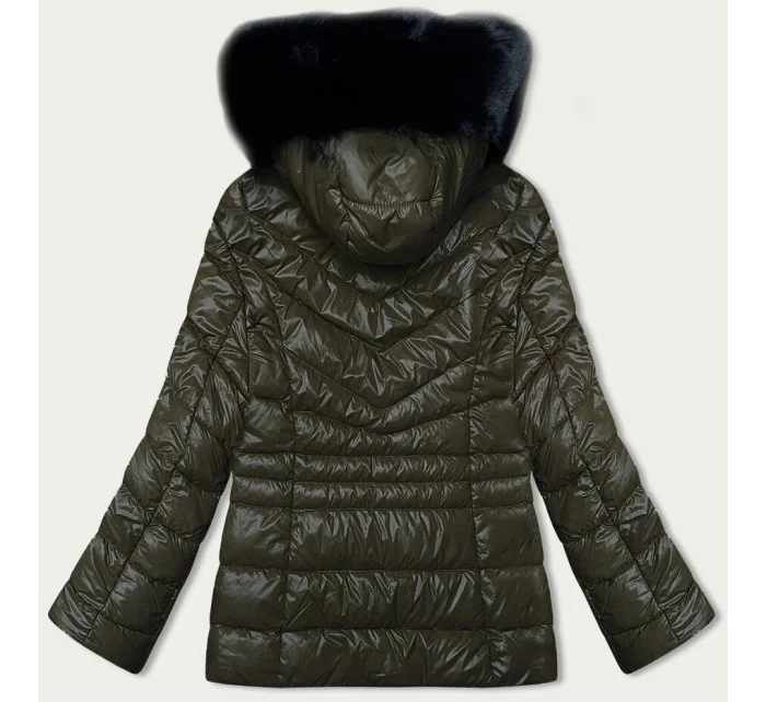 Dámska prešívaná zimná bunda v khaki farbe (V776G)
