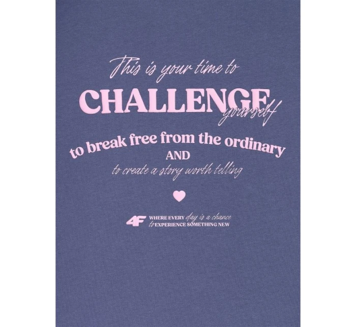 Dívčí tričko oversize s potiskem a dlouhým rukávem model 21877614 - 4F