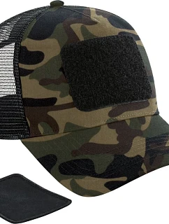 Beechfield B 641 5-panelová čiapka s kšiltom „Removable Patch Trucker“ 53.0641 jungle camo