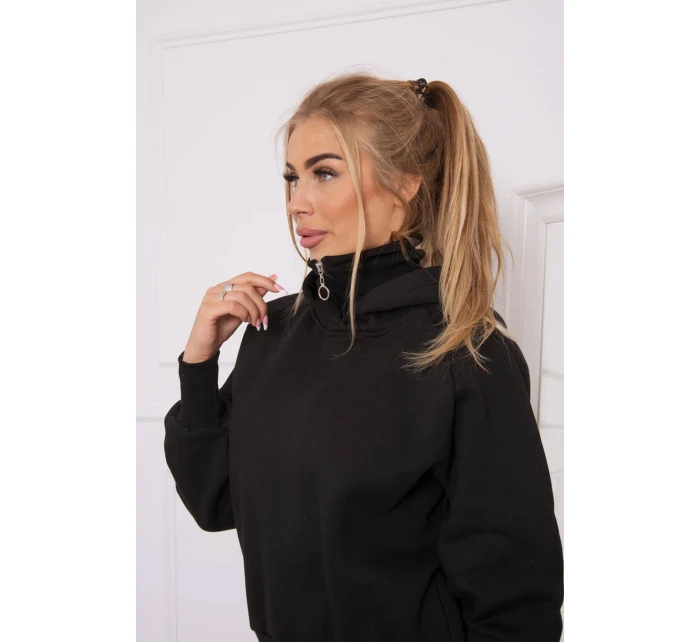 Zateplený rolák s kapucňou čierny