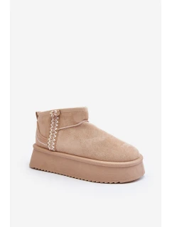 Śniegowce Na Platformie Ze Wzorem Beżowe Udra