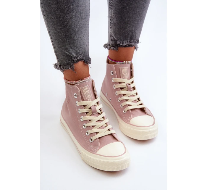 Trampki Damskie Wysokie Big Star NN274277 Różowe Trampki Damskie Wysokie Big Star NN274277 Różowe