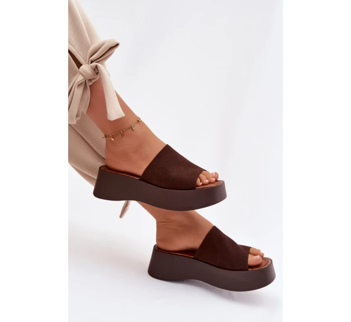Ženské platformové nazouváky Čokoládové Liorisse