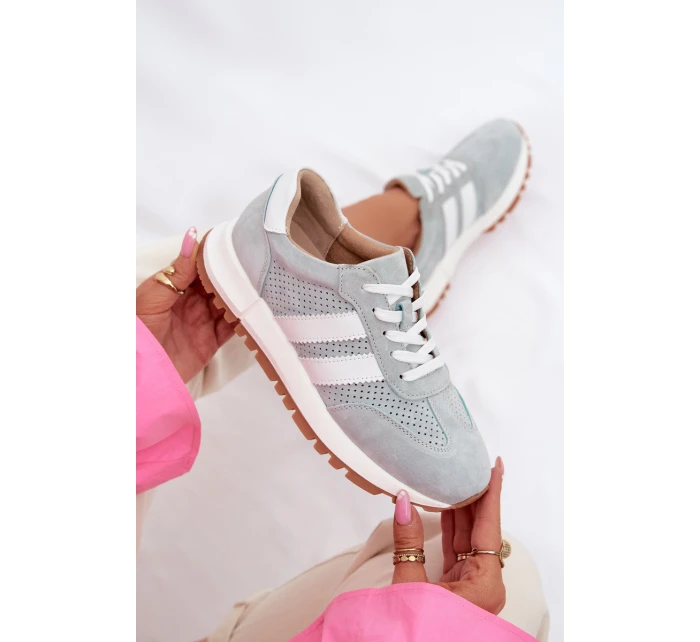 Dámské tenisky z přírodního semiše mátové model 22007477 - EVENTO