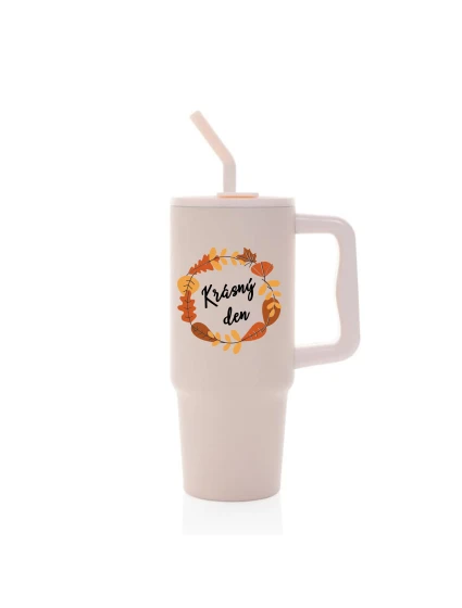 KRÁSNÝ DEN (PODZIM) - růžový cestovní termohrnek 900 ml