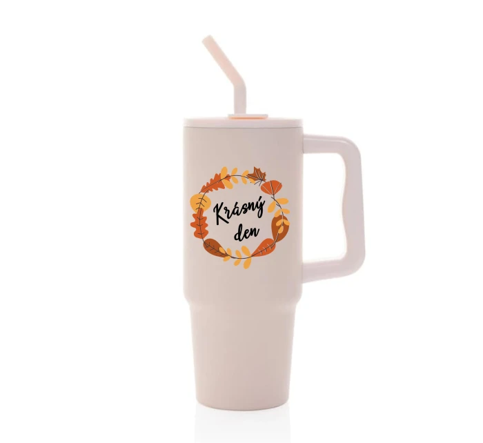KRÁSNÝ DEN (PODZIM) - růžový cestovní termohrnek 900 ml