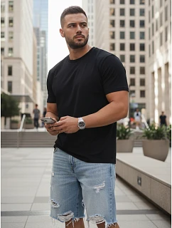 Pánske klasické čierne tričko FashionStreet RY5671