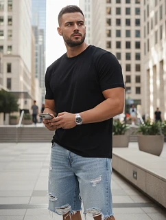 Pánske klasické čierne tričko FashionStreet RY5671