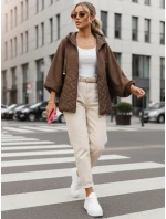 Dámska prechodná oversize bunda s kapucňou hnedá FashionStreet TY5593