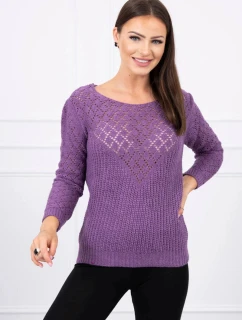 Svetr s ažurovým zdobením fialový