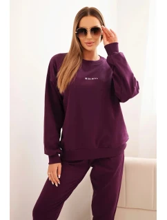 Dámska bavlnená súprava s potlačou Minimal plum