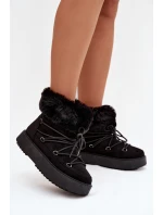 Sněhule s kožíškem a šněrováním Černé Sarivie Sněhule s kožíškem a šněrováním Černé Sarivie