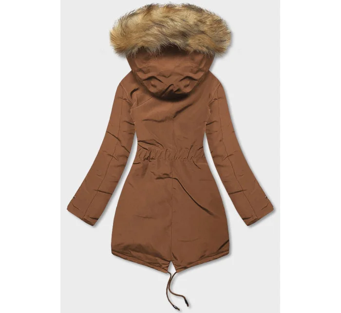 Karamelová tmavomodrá obojstranná dámska zimná bunda (2M-21508)